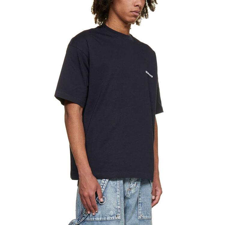 Balenciaga T Shirt Loose Fit Men's Dark Blue 612966TJV873967