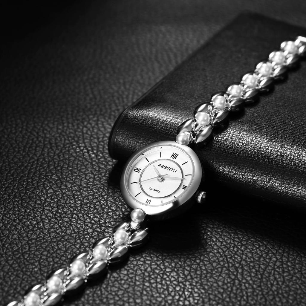 Waterproof Pearl Watch with Roman Analog Stylish Bangle Bracelet Fashion Watch for Women Perfect for or as a Gift for Her Cute, Women's Numerals,