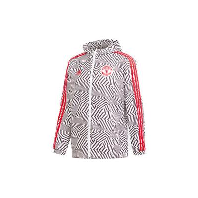adidas Giacca con Cappuccio Sportiva da Calcio Manchester United Uomo Capispalla Bianco FR3843