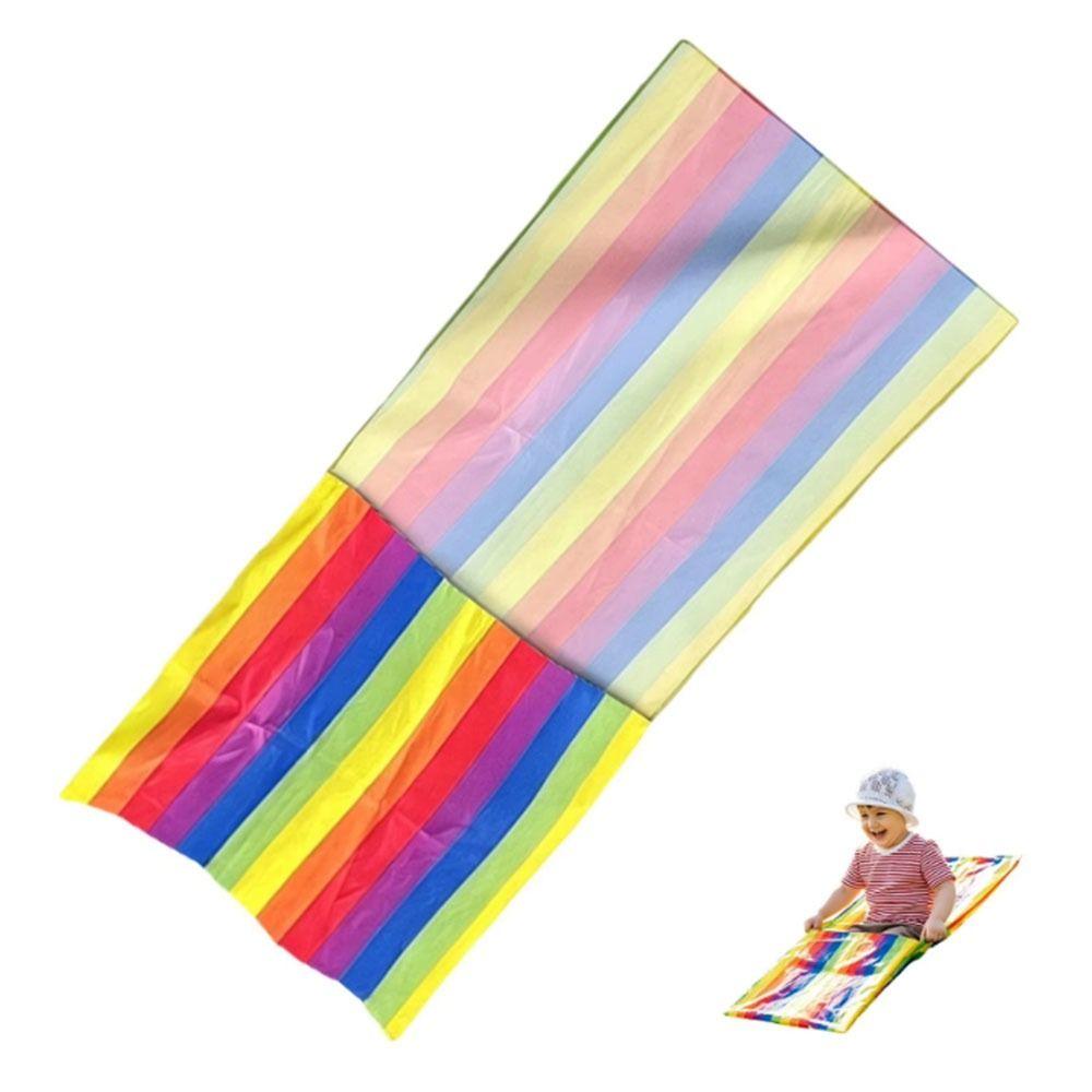 Foldable Rainbow Grass Skiing Mat Lightweight Rainbow Grass Dragging Mat Beach Grass Floor