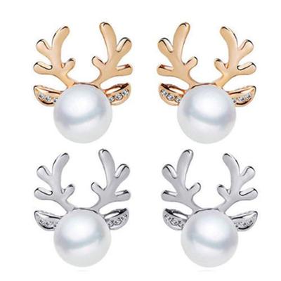 1 Paar Accessoires Elegante Party Perlen Hirsch Ohrringe Rentier Ohrstecker Schmuck Weihnachten