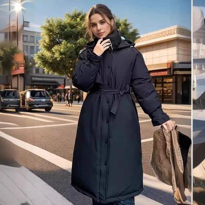 Parkas Largas de Invierno para Mujer 2024 Abrigos Femeninos Cuello Alto Cálido Acolchado Chaqueta de Algodón para Mujer Chaqueta Casual con Capucha de Invierno para Mujer