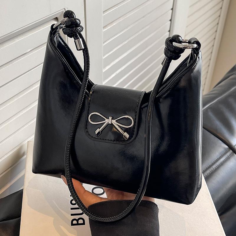 

Новая роскошная сумка через плечо с бантом и подмышкой, красная свадебная сумка через плечо для женщин, осенняя модная сумка с текстурой PU (20cm<Max Length<30cm)