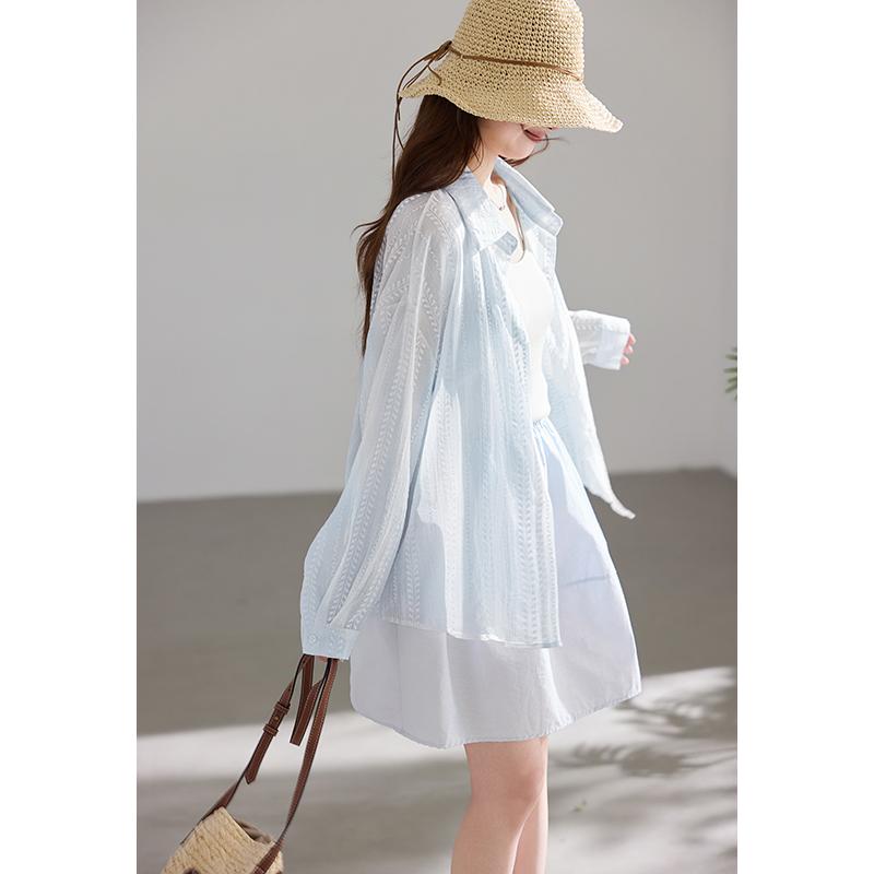 Light and Secure Series Lyocell Coarse Striped Lazy Style Long Sleeve Shirt