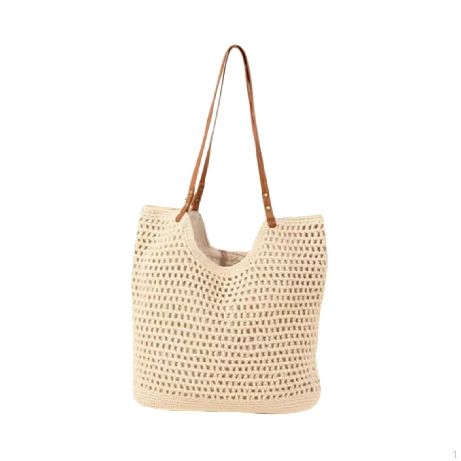 

Плетеная сумка на плечо Boho для женщин, портативная сумка для покупок и путешествий в стиле бохо Beige 40cmx32cm