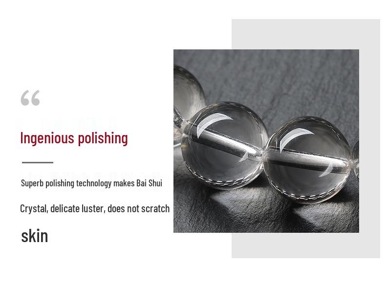 Clear Donghai White Crystal Bracelet - Round Beads, Unisex