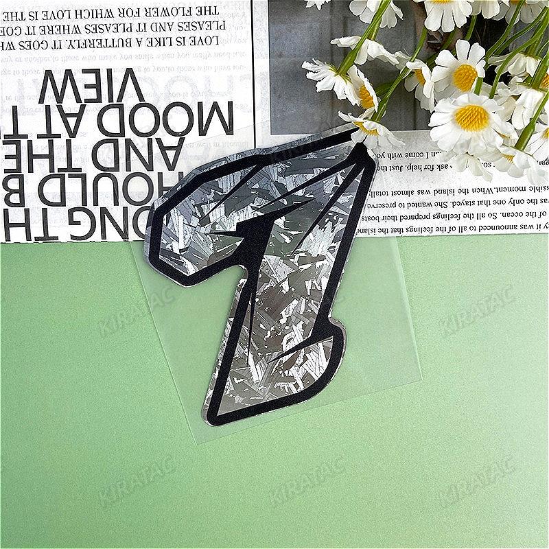 1PC Silver Carbon Fiber Motorcycle Number Stickers Waterproof Universal Vinyl Decals for BMW KTM YAMAHA Kawasaki Suzuki Honda