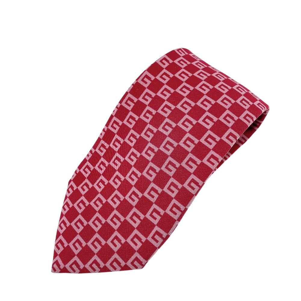 GUCCI Suit business G embroidery all-over pattern silk tie Red silk Used