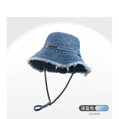 Old Rough Edge Bucket Hat Spring and Autumn New Retro Hat Women's Casual Versatile Basin Hat Washed Denim Hat
