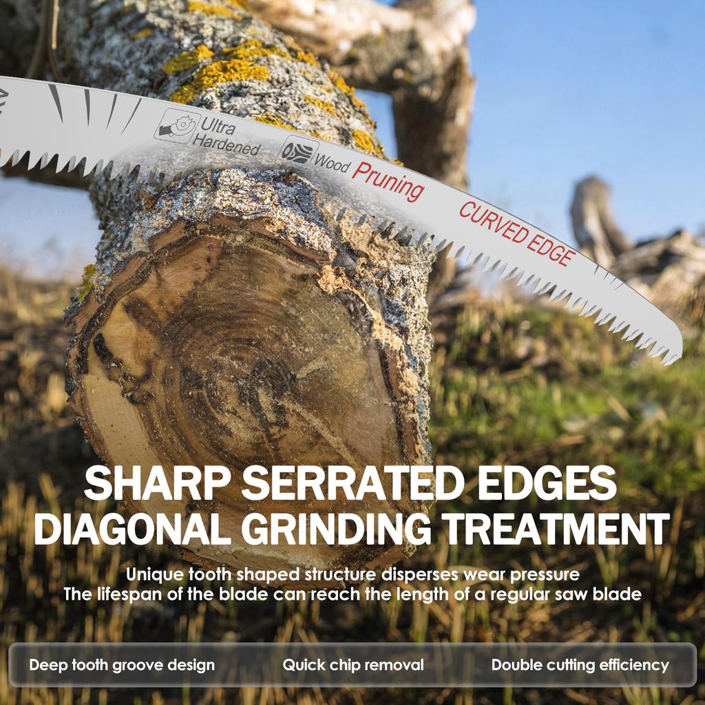 3/6Pcs Arc Edge Reciprocating Saw Blade 6TPI 14.4 Inch Chrome Vanadium Steel Wood Pruning Saw Blade for Cutting Wet and Dry Wood