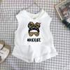 Girls Cotton Cartoon Print Tank Top And Shorts Set Fashionable Summer Two Piece Outfit For Kids