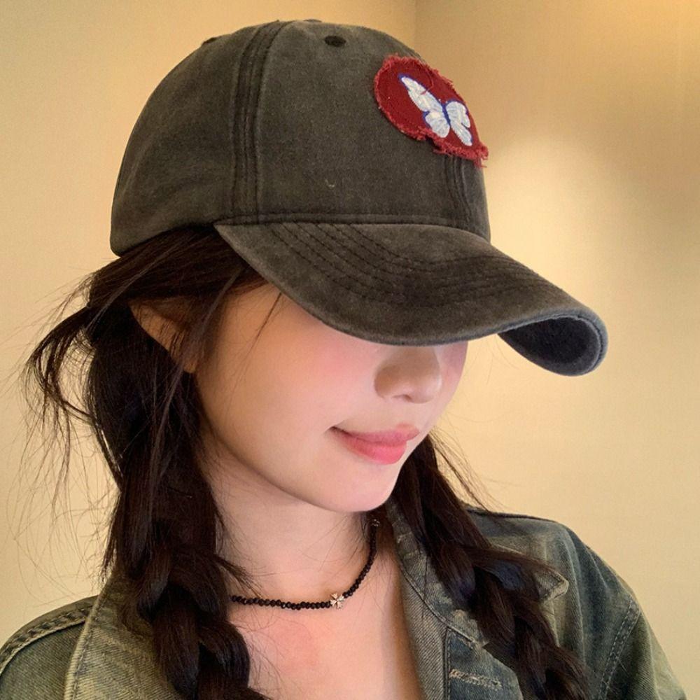 Butterfly Baseball Cap Embroidery Cartoon Peaked Cap Sun Protection Hat Sun Hat  Girl/Boy