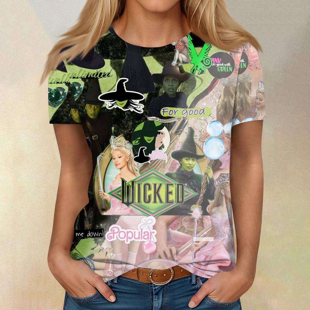 Women's Casual Fashion Cartoon Print Short-Sleeve Top/T-Shirt