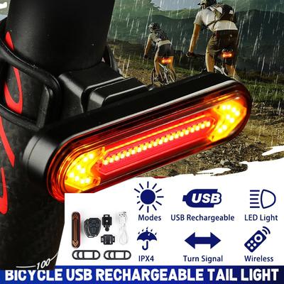Bicycle Light USB Rechargeable Tail Light Warning Bike Rear Light Smart Wireless Remote Turn Signal Light LED Bicycle Lantern