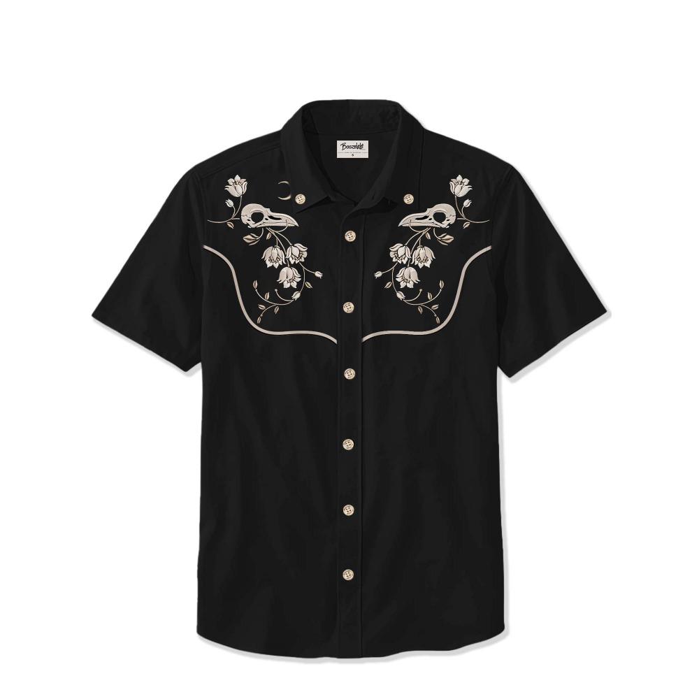 Men's Western Cowboy Style Short Sleeve Shirt Comfortable Breathable Summer Fashion Women's Shirt Top
