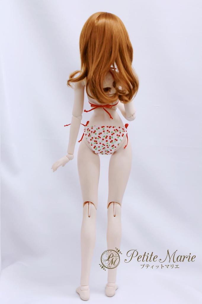 [Petite Marie] 13 DD (S-L bust, DDdy) compatible, soft touch, cherry pattern bikini swimsuit, cherry, red and white background, 60cm doll, BJD doll