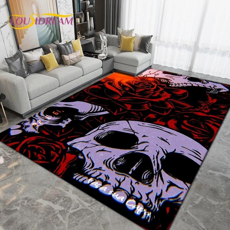 Gothic Witchcraft Skull Skräck Area Matta,Mattmatta för Vardagsrum Sovrumssoffa,Kök Badrum Dörrmatta Halkfri Golvmatta Present