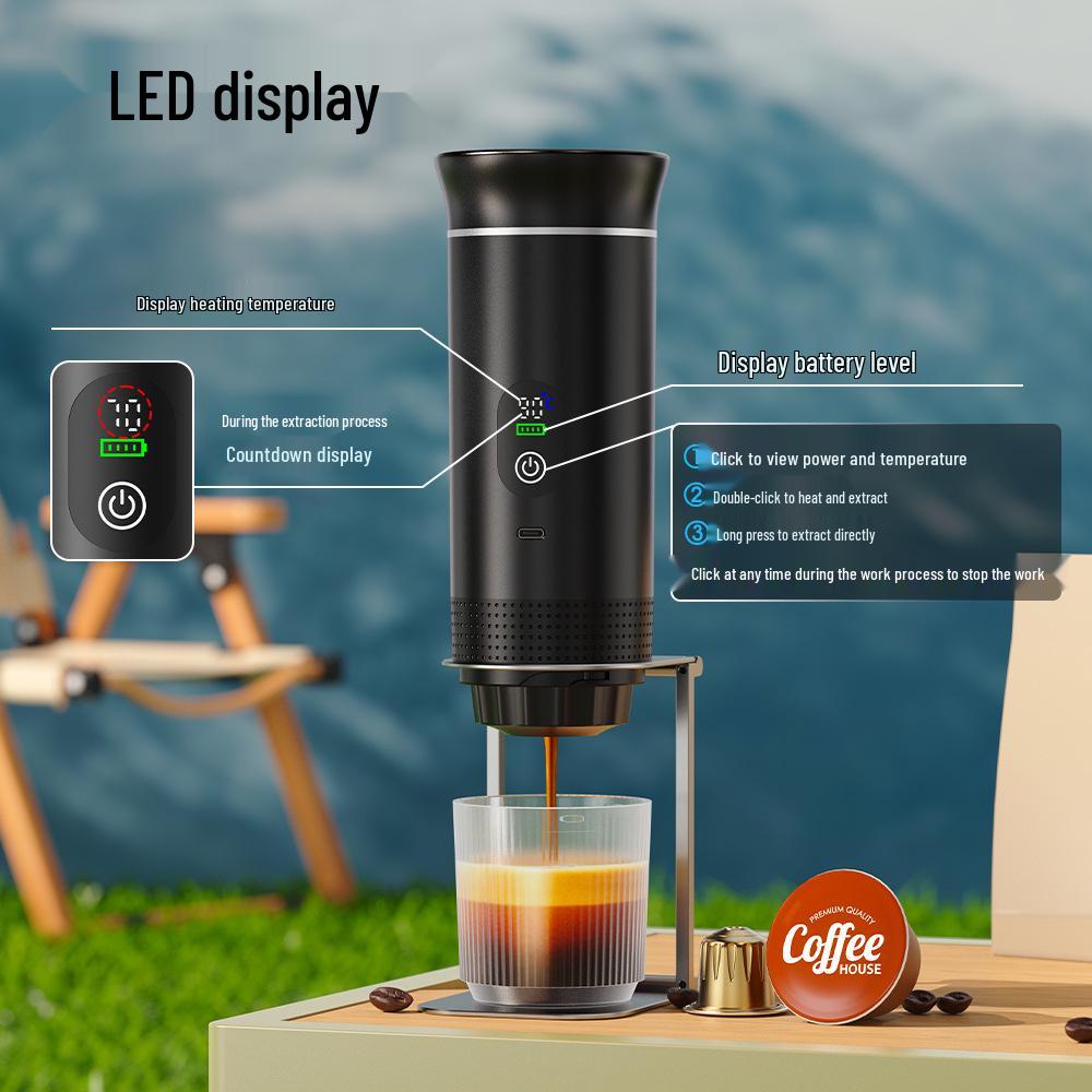 Portable Electric Capsule Coffee Maker - Pump-Action, Multifunctional, 3-in-1 for American & Italian Style