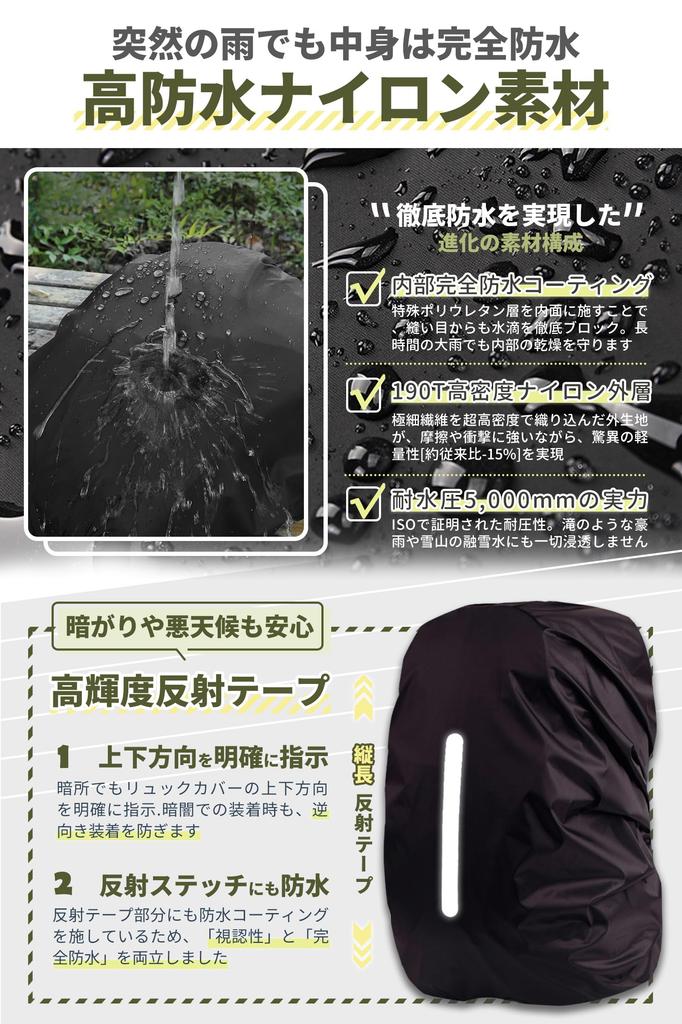 ARUTANU Backpack Fully Velcro Rain Cover for Backpacks and Fastening In 6 Sizes and 6 Side Hooks and Storage Cover, Waterproof, New! Ultra-Thin 2.5mm