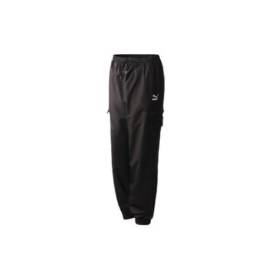 Small Logo Embroidered Pattern Woven Drawstring Cuff Sports Pants Women Pants Black 598496-01