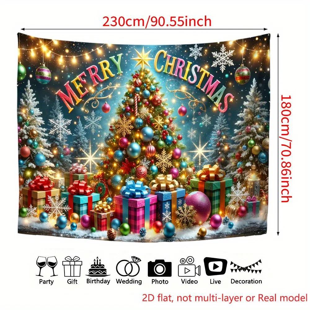 1 piece of 2D flat printing party banner with a Christmas happy background. High-definition printed background fabric.ZL
