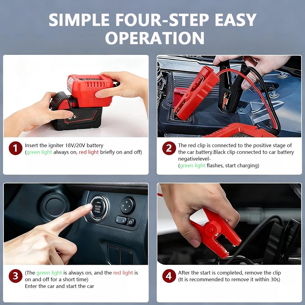 For Makit A/MWQ /Dewal T/BS18V 20V Lithium-Ion Battery Car Jump Starters Adapter With LED Power Indicator Light