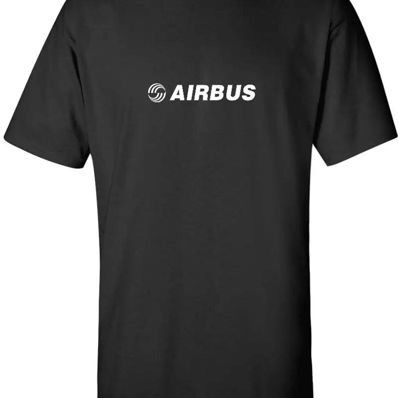 Airbus White Logo European Aviation Defense Airlines Black Cotton T Shirt