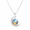 12 Zodiac Signs Glass Dome Crescent Moon Necklace for Women Aries Taurus Cancer Aquarius Pisces Necklace Fashion Party Jewelry
