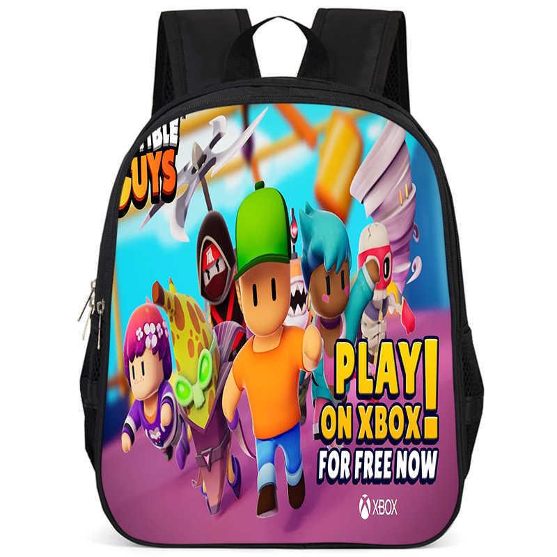Stylish Stumble Guys Game Print Backpack Durable Oxford Cloth School Bag For Kids