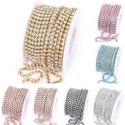 Electroplated Rhinestone Drill Chain: Single Row Metal Claw Chain for DIY Costume Accessories
