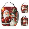 Christmas Santa Snowman Lunch Bag Fun Lunch Box Office Portable Thermal Tote Handbags For Women Oxford Print Cooler Bag