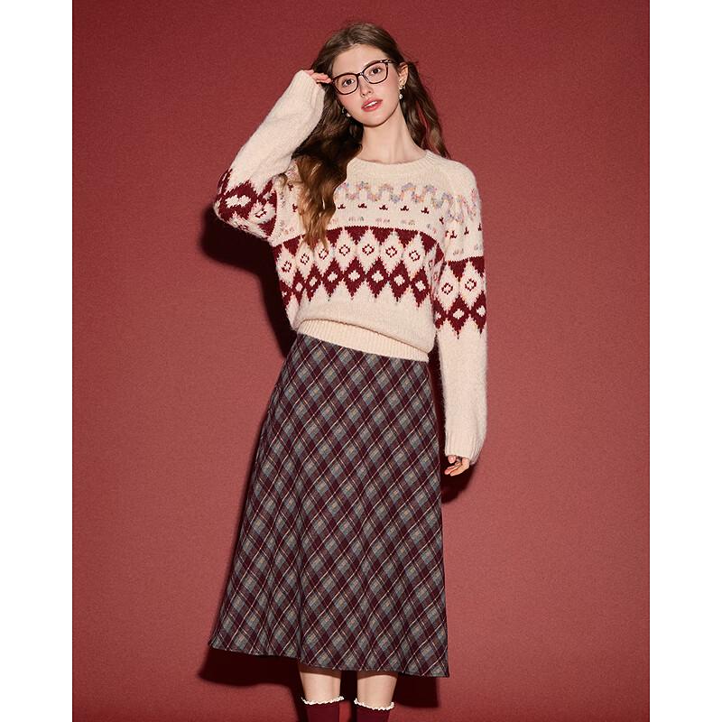 Betu Women's Fair Isle Diamond Pattern Sweater