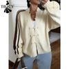 Women's Fashion Casual Fall Winter Stripe Print Long Sleeve Stand-Neck Sweaters