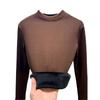 3 Winter fleece thickened bottoming shirt women's silver fox fleece slim fit inside warm autumn clothes crew neck top