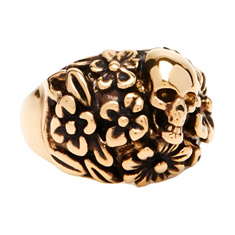 Alexander McQueen Floral Skull Ring Women jewelry Gold 757457-J160T-0448 13