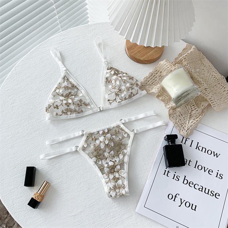 Weiblicher sexy Spitzen-BH, nahtlose Unterwäsche, Bralette, Dessous, ultradünner BH und Slip-Sets