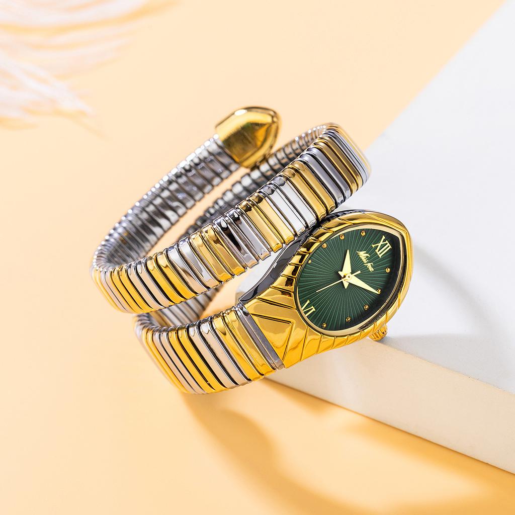 MISSFOX Women's Watches Quartz Snake Shape Simple Ladies Watch Fashion Unique Strap Waterproof Wristwatches