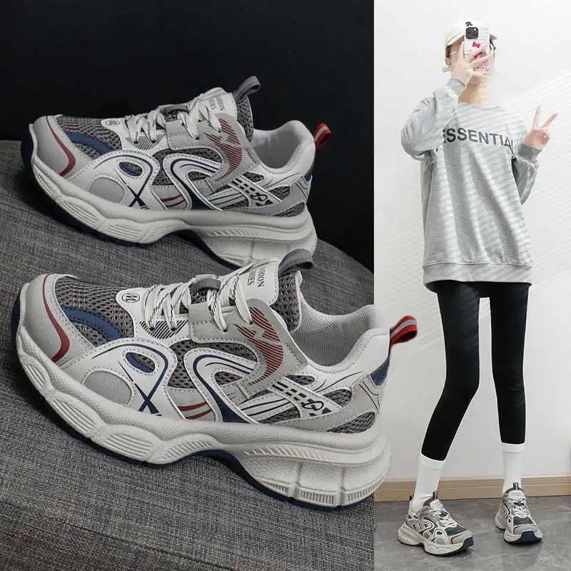 Fashion Thick Heeled Spring-autumn Women's Sneakers Luxury Vulcanize Large Sizes Asian Basketball Shoes Sport Leisure Price