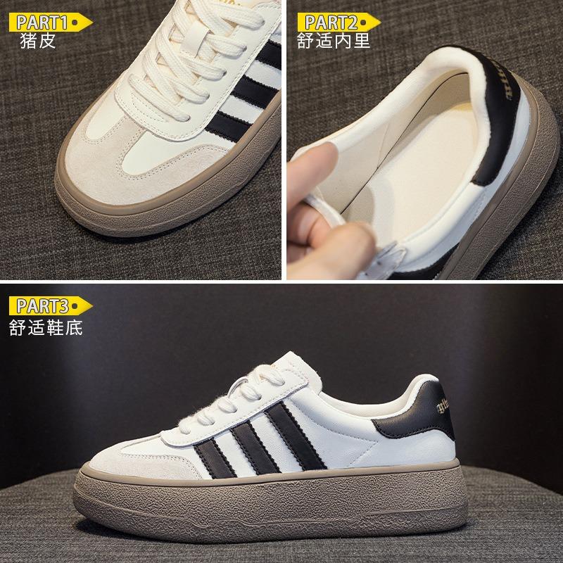 Pure leather color matching women's autumn new thick-soled soft-soled casual versatile fashion foot-showing small board shoes