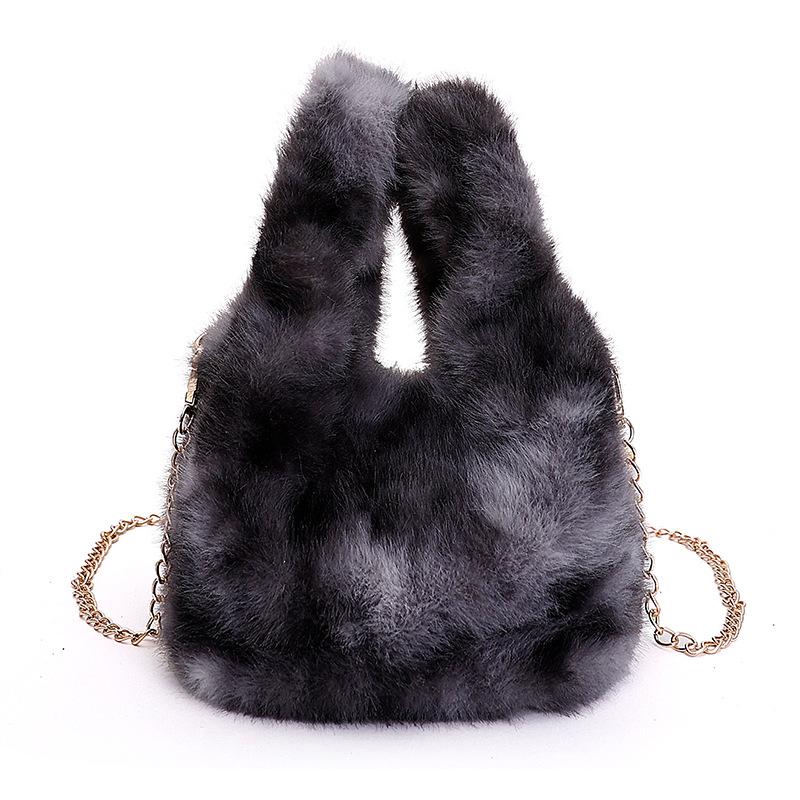 Women's bag autumn and winter new exquisite and cute plush multi-colored women's bucket bag high value foreign style shoulder messenger bag