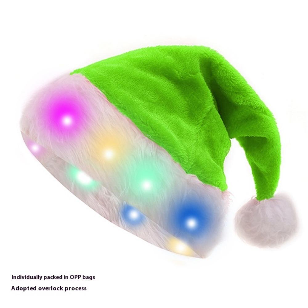 Qiaochi Christmas Decoration Plush Luminous Led Christmas Hat Santa Hat Christmas Supplies