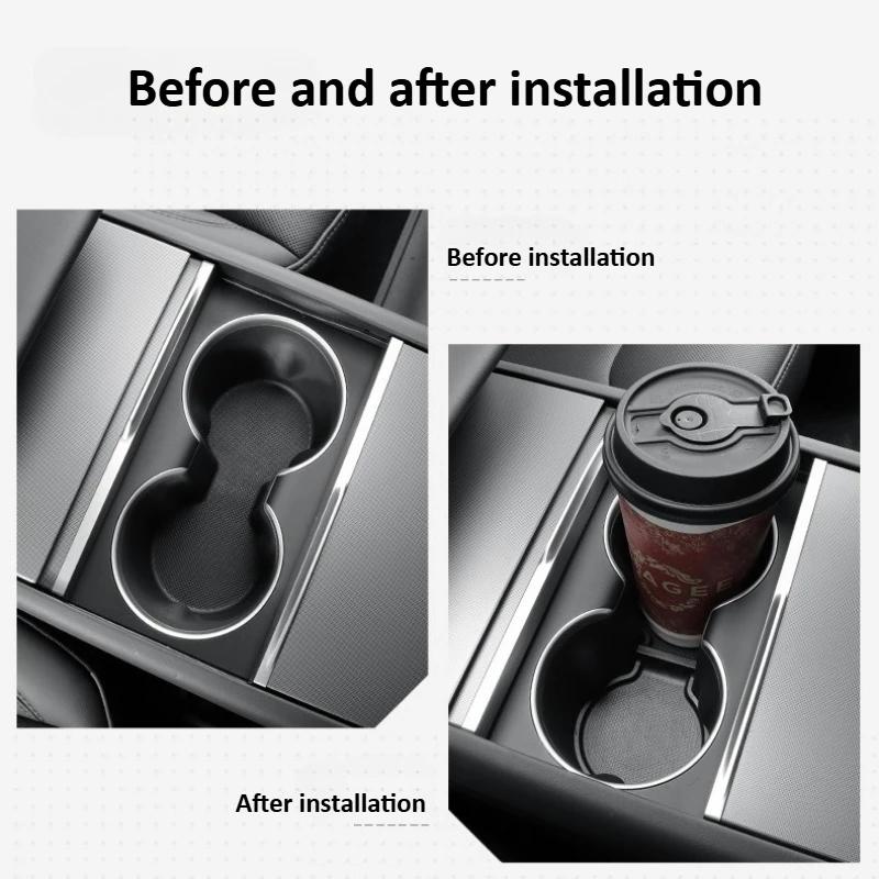 Center Console Water Cup Pad for Tesla Model Y Juniper 2025/Model 3 Highland Anti-slip Mat Accessories Rear Row Cup Holder Pad