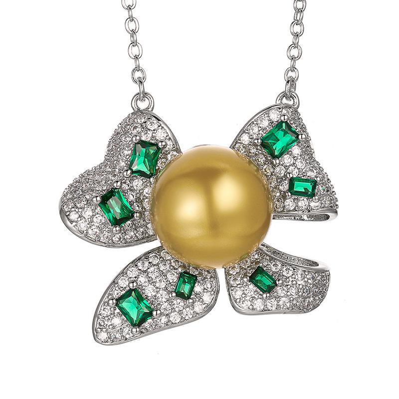 Manufacturer's Set Of Pearl Earrings Necklace Emerald Nanyang Women's Style High-end Palace Fashion