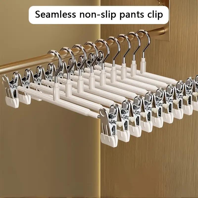 12 verstellbare Kleiderbügel mit Clips, rutschfeste platzsparende Metallbügel für Hosen, Röcke und alle Kleidungsstücke - Hält Kleidung ordentlich und organisiert