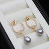 Genuine Natural Freshwater Long Pearl Earrings Woman,Gold Palted Hanging White Pearl Earrings Wife Mother Gift Pink Black
