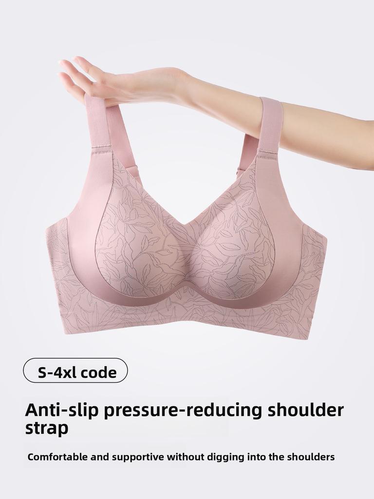 Plus Size Crescent Lifting Soft Support Bra, Ultra-Thin Shell Cup Anti-Gravity Anti-Sagging Side Support Wireless Seamless Women's Lingerie