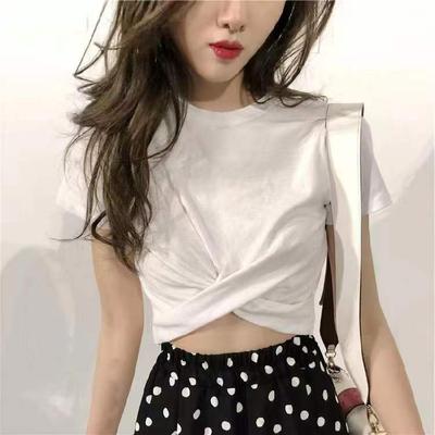 Kurzarm-T-Shirt für Damen im Sommer, koreanischer neuer Stil, lockere, einfarbige, kurze, schlanke Kleidung für Damen