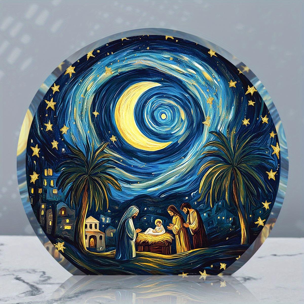 Vintage Acrylic Nativity Scene Decoration - and Angels, Tabletop Church Home Altar Decoration, Christmas Tabletop Decoration, Home Christmas 10*9cm
