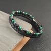 6mm Beaded Bracelet Peacock Stone / Agate / Hematite Bracelet Wood Grain Elastic Adjustment Men's Charm Bracelet Jewelry