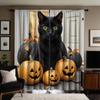 Set Of 2 Hd Halloween Black Cat Pumpkin Decorative Curtain Tie Digital Printed Home Decoration Style Decorate Polyester